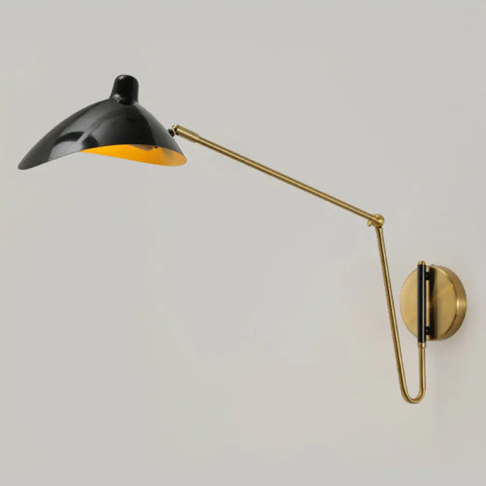 Duckbill Reading Light Metal Sconce - Adjustable Joint Perfect For Single Bedroom Gloss Black / 32.5