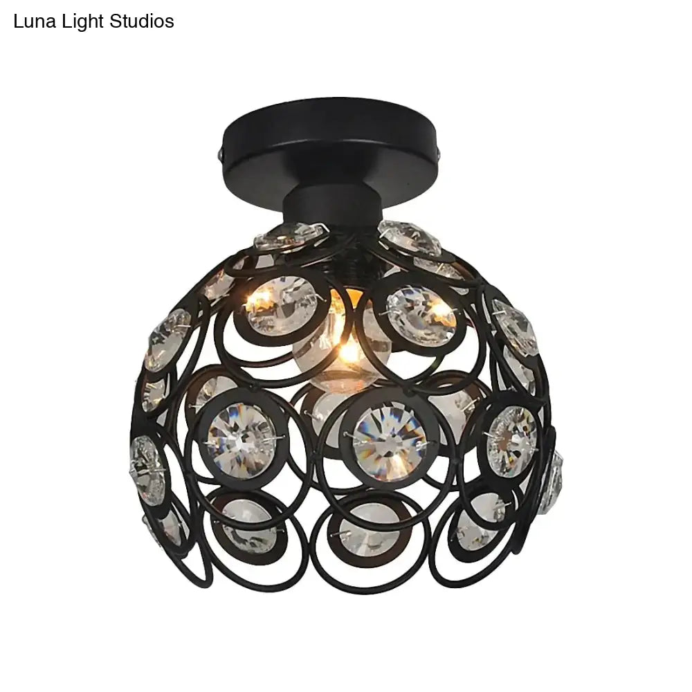 E27 Black Creative Crystal Minimalist Ceiling Light Single Wall Lamp Bedroom European Iron La