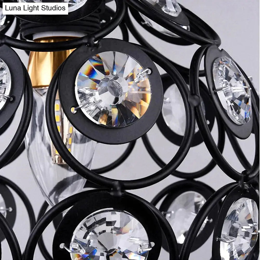 E27 Black Creative Crystal Minimalist Ceiling Light Single Wall Lamp Bedroom European Iron La