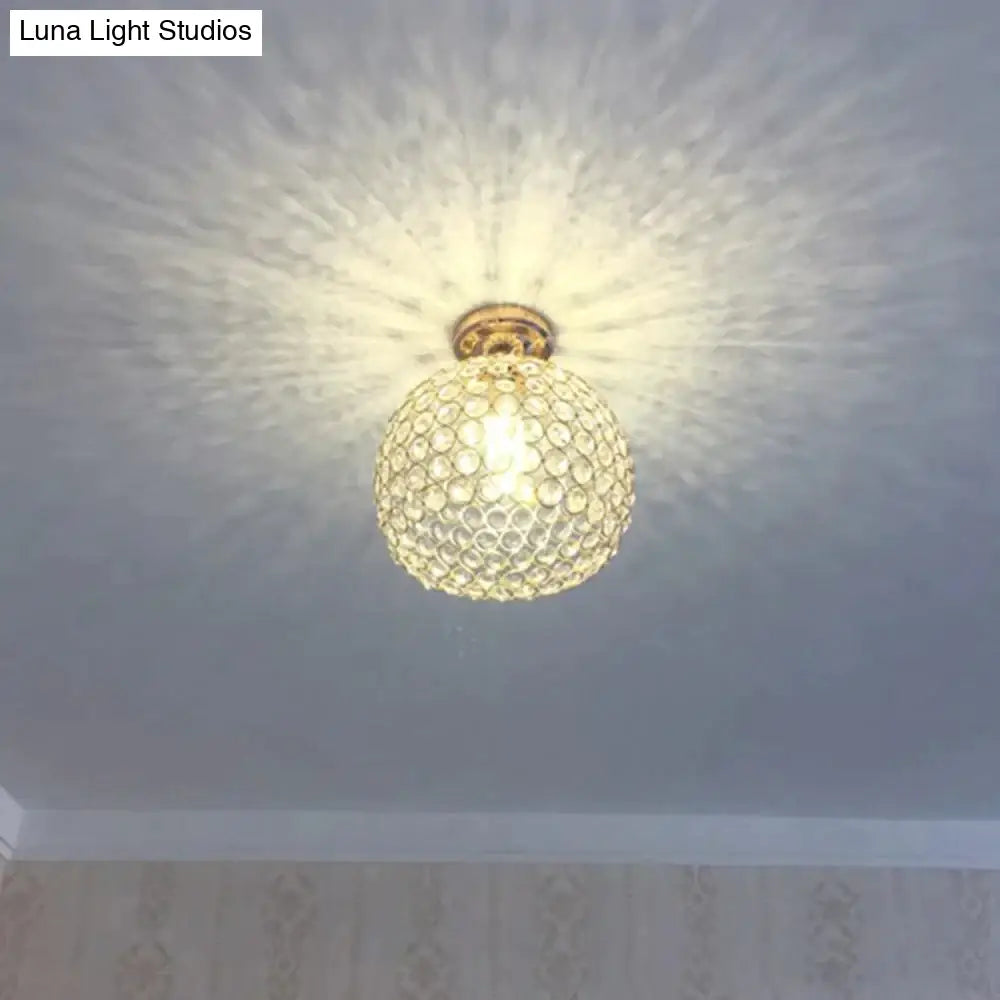 E27 Creative Crystal Minimalist Ceiling Light Simple Lamp Bedroom European Iron