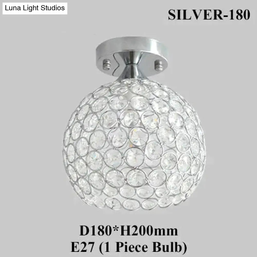 E27 Creative Crystal Minimalist Ceiling Light Simple Lamp Bedroom European Iron