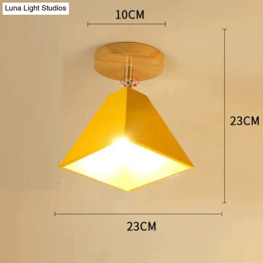 E27 Iron 5W Ceiling Lamp Shade Light Covers And Shades Triangle Metal Lampshades 180 Degree Turn