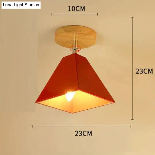 E27 Iron 5W Ceiling Lamp Shade Light Covers And Shades Triangle Metal Lampshades 180 Degree Turn