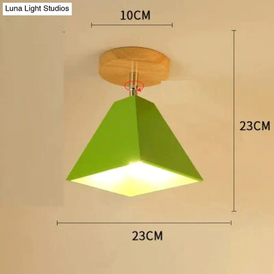 E27 Iron 5W Ceiling Lamp Shade Light Covers And Shades Triangle Metal Lampshades 180 Degree Turn