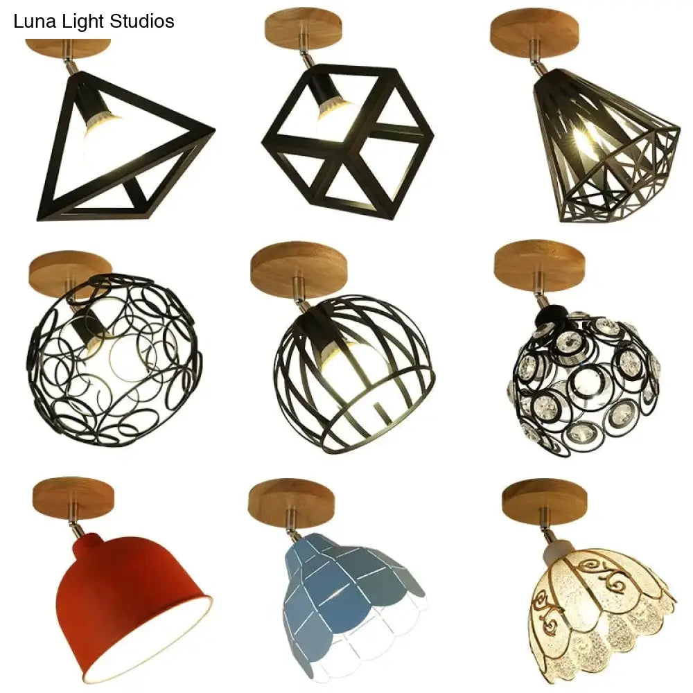 E27 Iron 5W Ceiling Lamp Shade Light Covers And Shades Triangle Metal Lampshades 180 Degree Turn