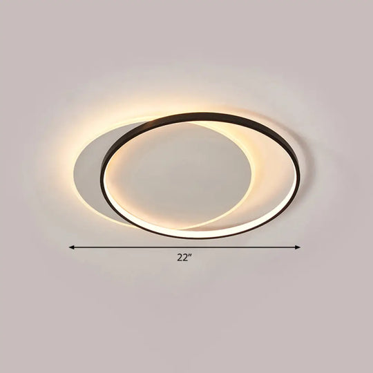 Eclipse Minimalist Metal Led Flush Mount Ceiling Light For Bedroom - Black - White Finish Black /