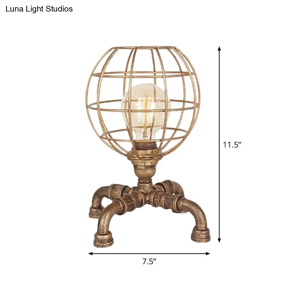 Robot Nightstand Lamp - Bronze Iron Warehouse Style Single-Bulb 3-Leg/4-Leg Options With/Without