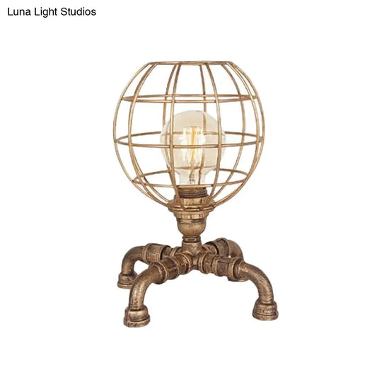 Robot Nightstand Lamp - Bronze Iron Warehouse Style Single-Bulb 3-Leg/4-Leg Options With/Without