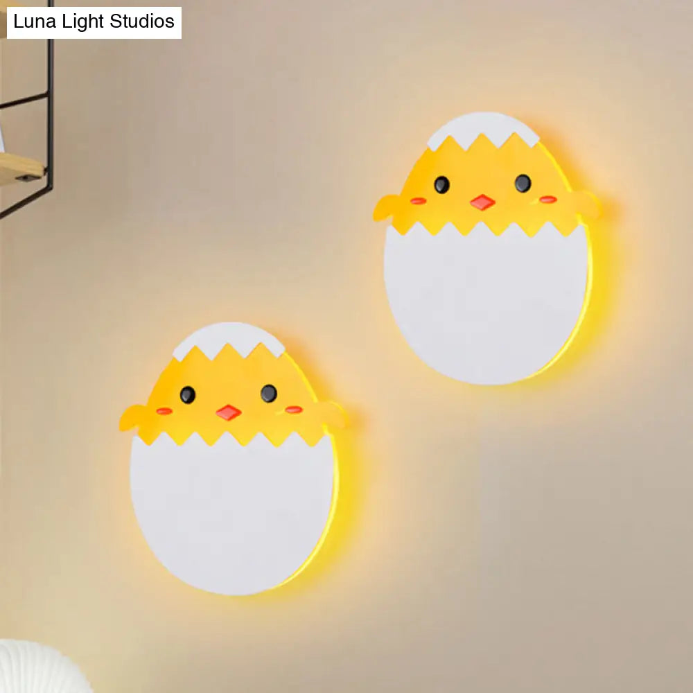 Eggette/Dinosaur Wall Lighting Cartoon Acrylic Led Green/Yellow Sconce Lamp For Kids Bedside