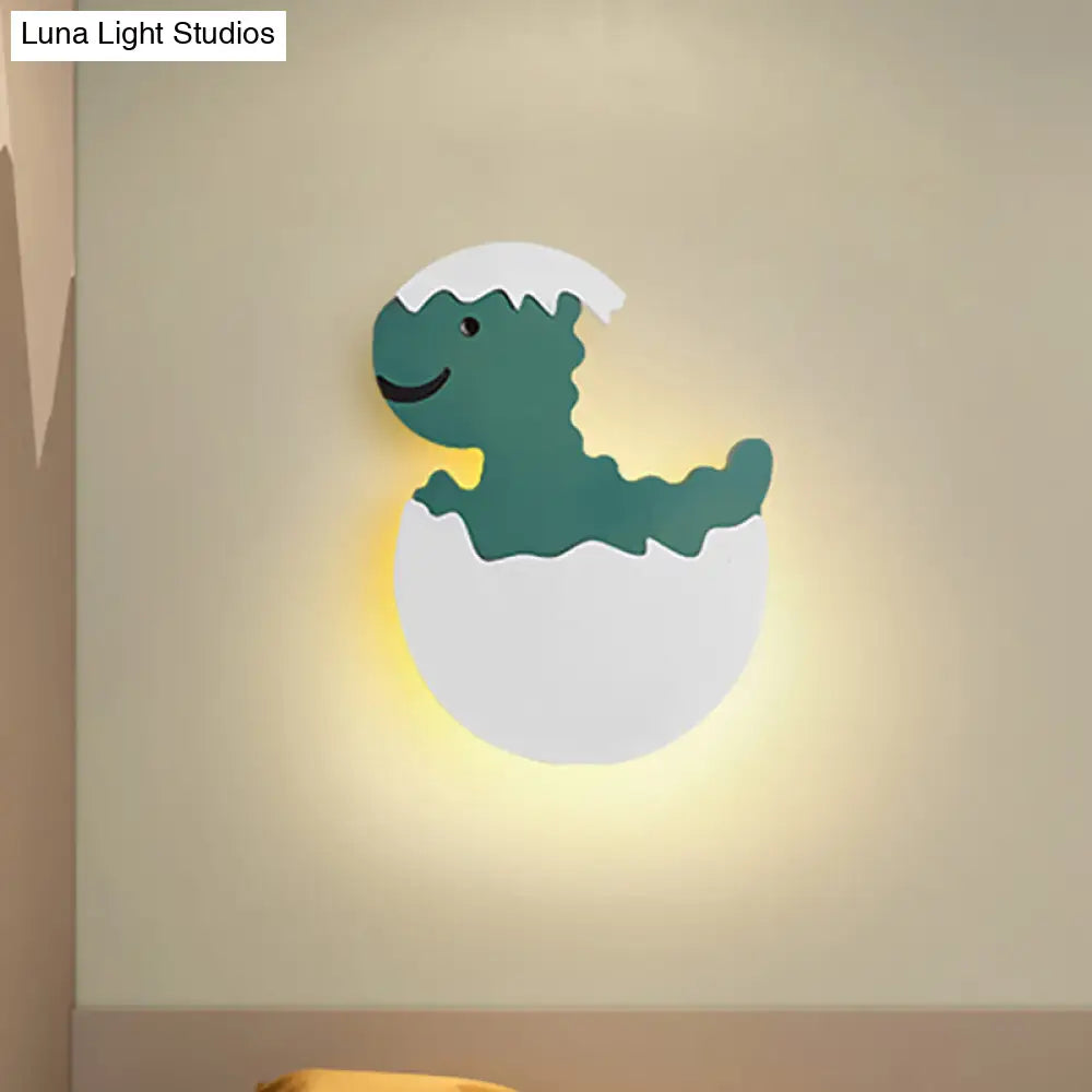 Eggette/Dinosaur Wall Lighting Cartoon Acrylic Led Green/Yellow Sconce Lamp For Kids Bedside