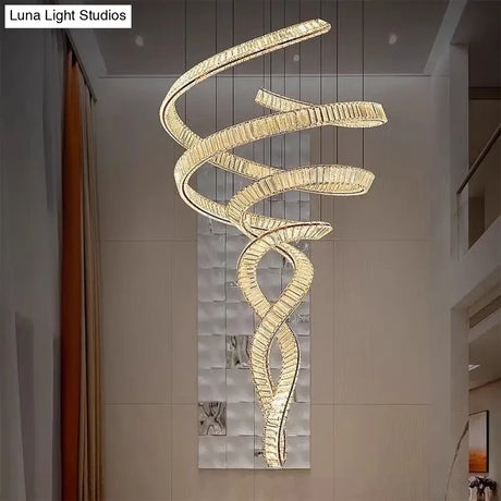 Elara Modern Crystal Stair Chandelier with LED Remote/Touch Control chandelier
