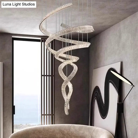 Elara Modern Crystal Stair Chandelier with LED Remote/Touch Control chandelier