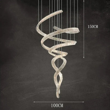 Elara Modern Crystal Stair Chandelier with LED Remote/Touch Control Silver 100cm / Warm White chandelier