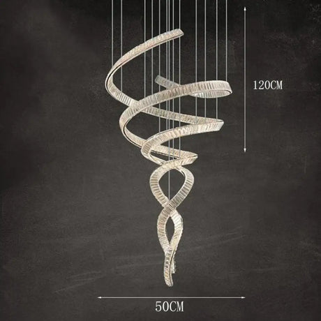 Elara Modern Crystal Stair Chandelier with LED Remote/Touch Control Silver 50cm / APP with RC Dimmable chandelier