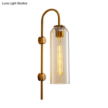 Elegant Glass Wall Sconce - Modern Gooseneck Arm 1-Light Corridor Lamp