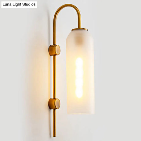 Elegant Glass Wall Sconce - Modern Gooseneck Arm 1-Light Corridor Lamp