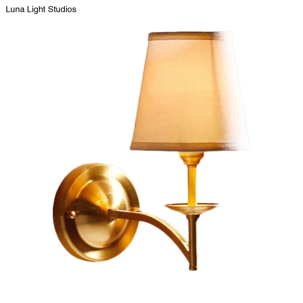 Elegant Gold Tapered Shade Sconce - Modern Wall Light For Study Room (1 Metal Fabric)