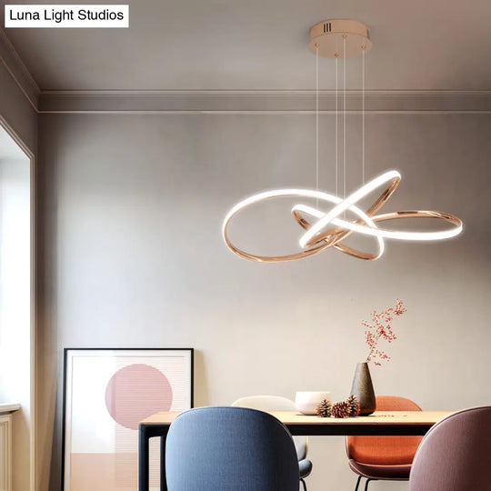 Elegant Led Hanging Pendant Lamp With Acrylic Shade - Twisting Chandelier Design