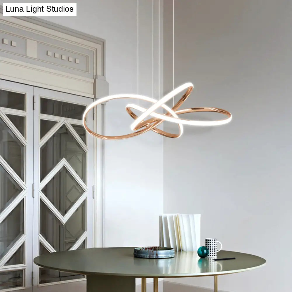 Elegant Led Hanging Pendant Lamp With Acrylic Shade - Twisting Chandelier Design