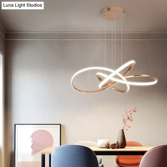 Elegant Led Hanging Pendant Lamp With Acrylic Shade - Twisting Chandelier Design