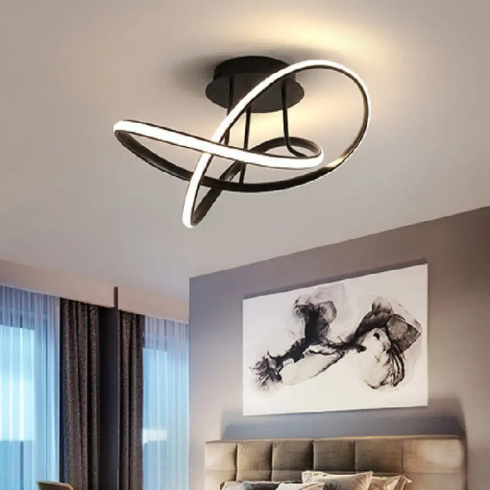 Elegant Minimalist Led Acrylic Ceiling Light For Bedroom Black / 19.5’ Warm