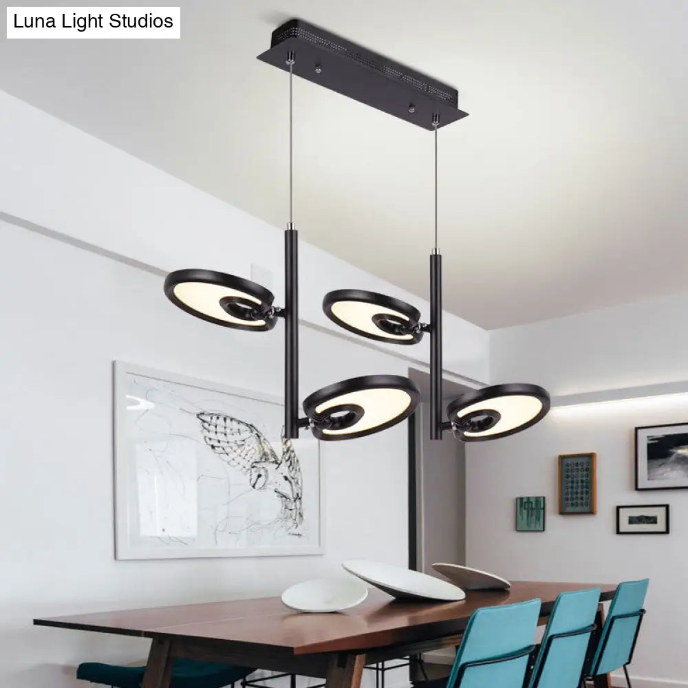 Elena - 2/4/6 Heads Leaf Suspended Pendant Light Modern Metal Black/White Led Hanging For Dining