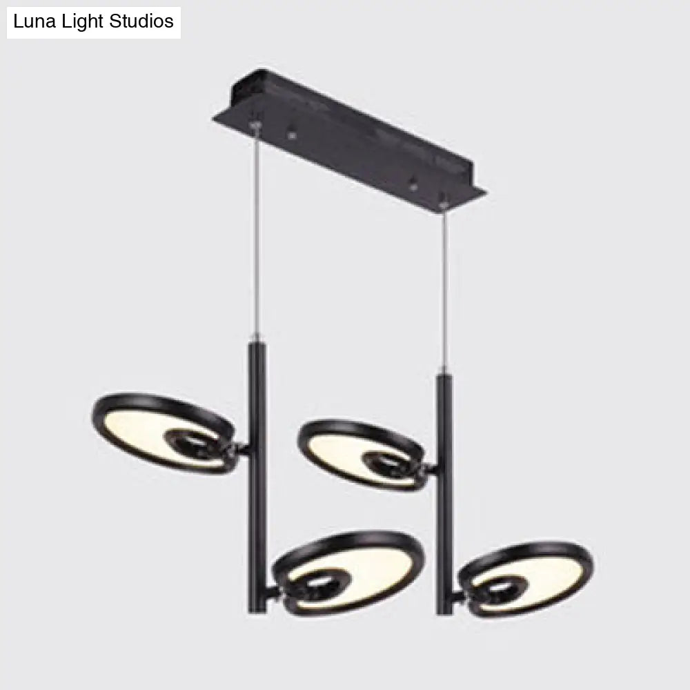 Elena - 2/4/6 Heads Leaf Suspended Pendant Light Modern Metal Black/White Led Hanging For Dining