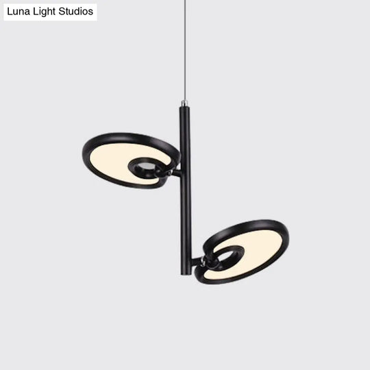 Elena - 2/4/6 Heads Leaf Suspended Pendant Light Modern Metal Black/White Led Hanging For Dining