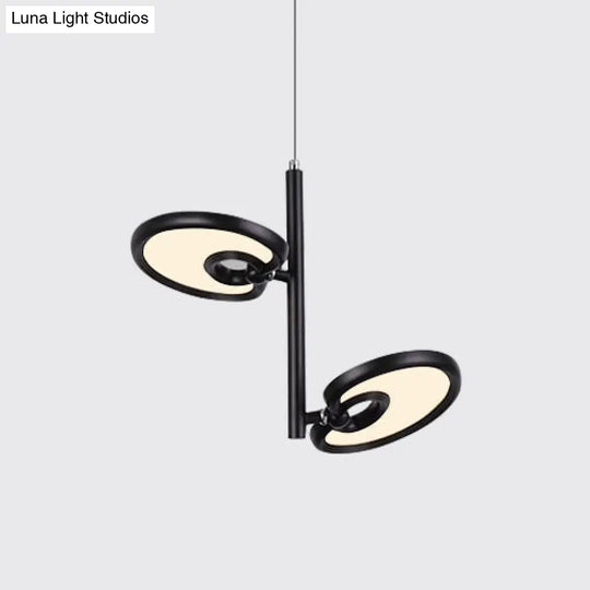 Elena - 2/4/6 Heads Leaf Suspended Pendant Light Modern Metal Black/White Led Hanging For Dining