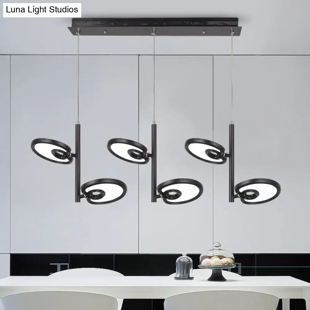 Elena - 2/4/6 Heads Leaf Suspended Pendant Light Modern Metal Black/White Led Hanging For Dining