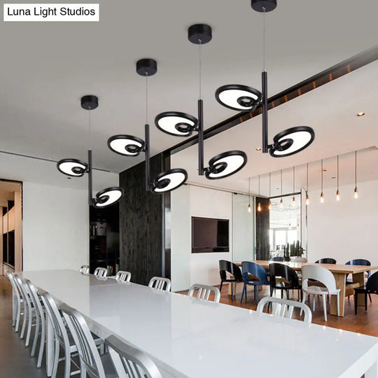 Elena - 2/4/6 Heads Leaf Suspended Pendant Light Modern Metal Black/White Led Hanging For Dining