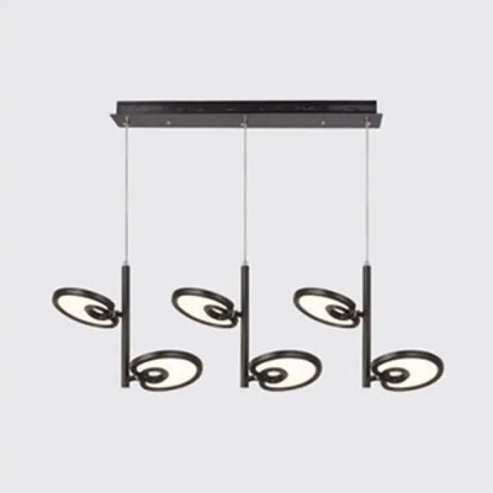 Elena - 2/4/6 Heads Leaf Suspended Pendant Light Modern Metal Black/White Led Hanging For Dining