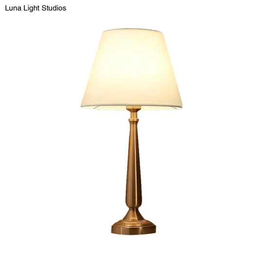 Traditional Bedside Desk Light With Floral/Conical Design Single Head Gold Night Table Lamp