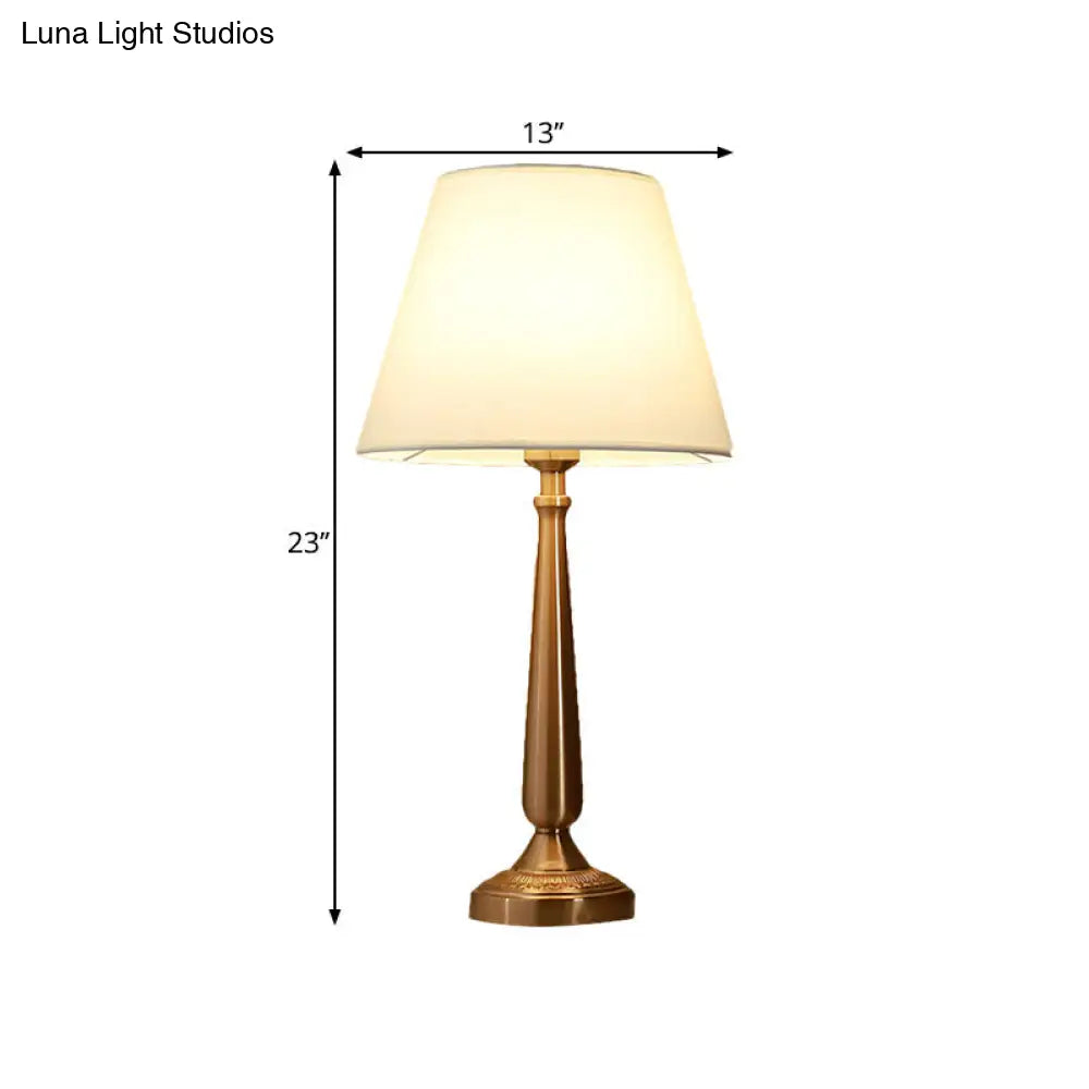 Traditional Bedside Desk Light With Floral/Conical Design Single Head Gold Night Table Lamp