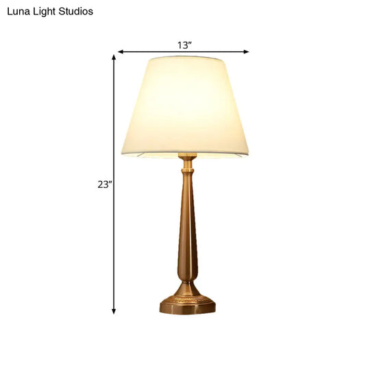 Traditional Bedside Desk Light With Floral/Conical Design Single Head Gold Night Table Lamp