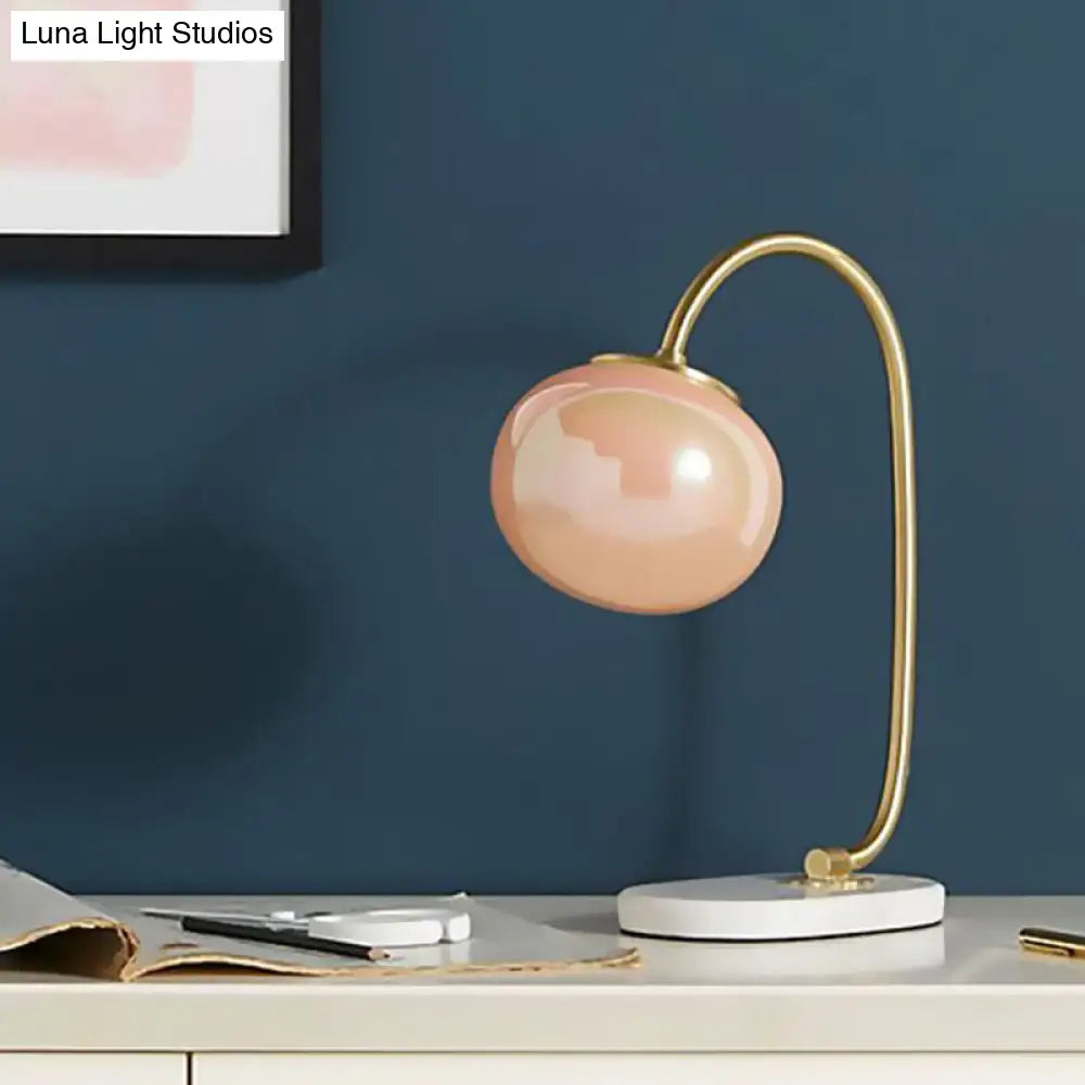 Nordic Style Pink Glass Table Lamp With Gold Global Read Book Light