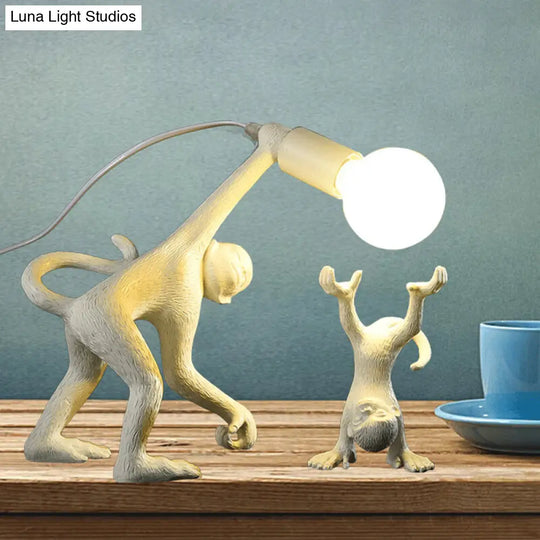 Artistic Monkey Shape Night Table Light - Stylish 1 Bulb Reading Lamp For Bedroom Available In Gold