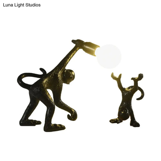 Elena - Resin Monkey Shape Night Table Light Creative 1 Bulb Gold/White/Black Reading Lighting For