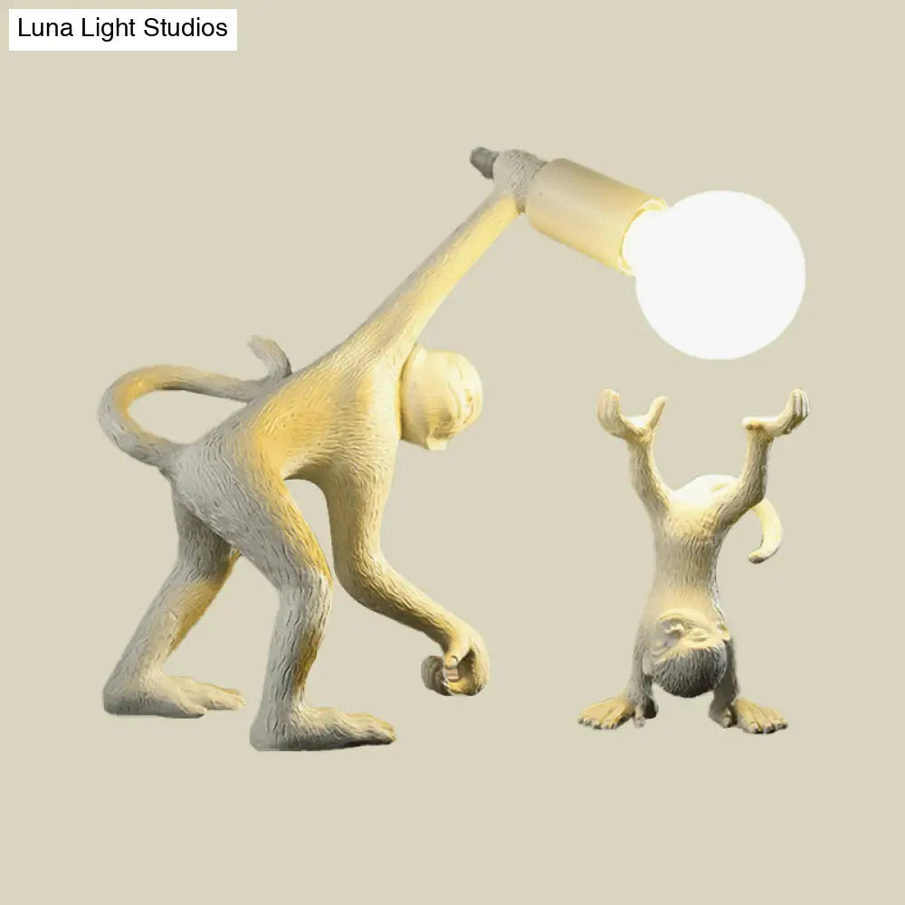 Elena - Resin Monkey Shape Night Table Light Creative 1 Bulb Gold/White/Black Reading Lighting For