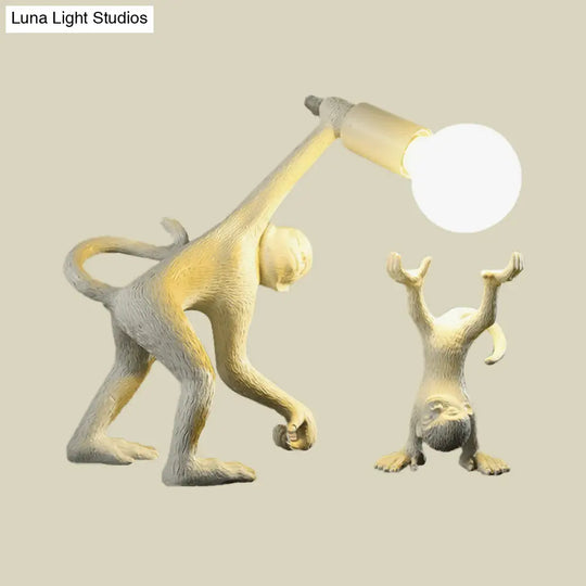 Elena - Resin Monkey Shape Night Table Light Creative 1 Bulb Gold/White/Black Reading Lighting For