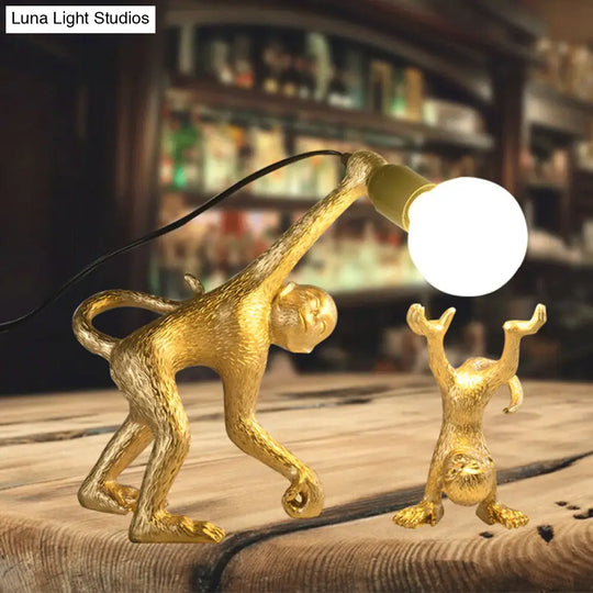 Artistic Monkey Shape Night Table Light - Stylish 1 Bulb Reading Lamp For Bedroom Available In Gold