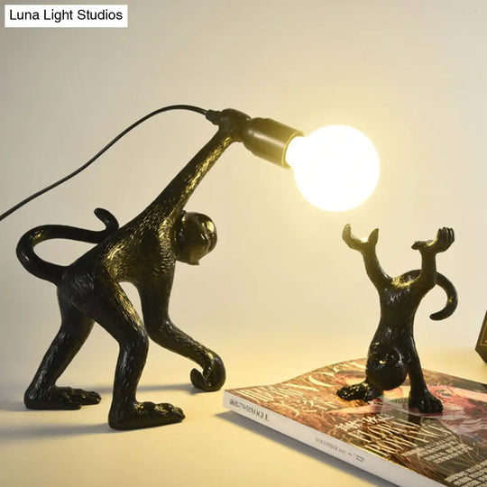 Artistic Monkey Shape Night Table Light - Stylish 1 Bulb Reading Lamp For Bedroom Available In Gold