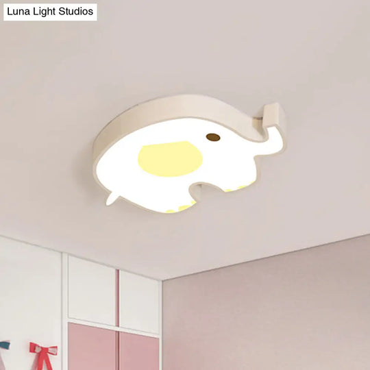 Elephant Acrylic Flush Mount Ceiling Light For Kids Room With Led And 3 Settings