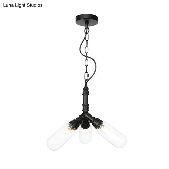 Elisa - Vintage Water Pipe Chandelier Pendant Light 2/3/4-Light Iron Led Hanging Ceiling Lamp In