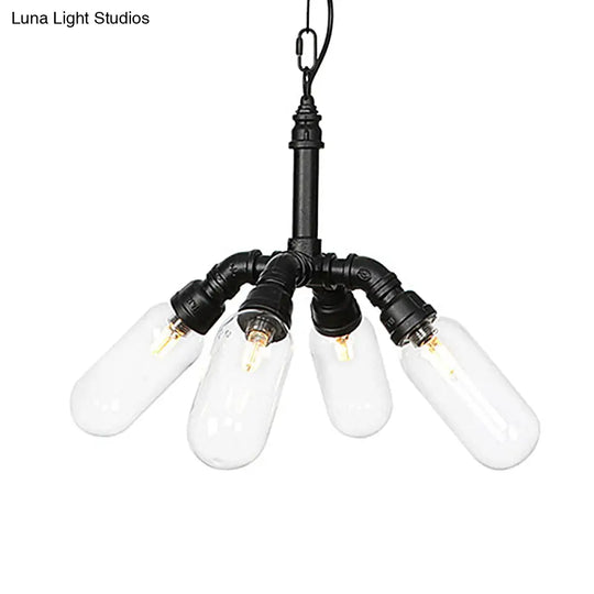 Elisa - Vintage Water Pipe Chandelier Pendant Light 2/3/4-Light Iron Led Hanging Ceiling Lamp In