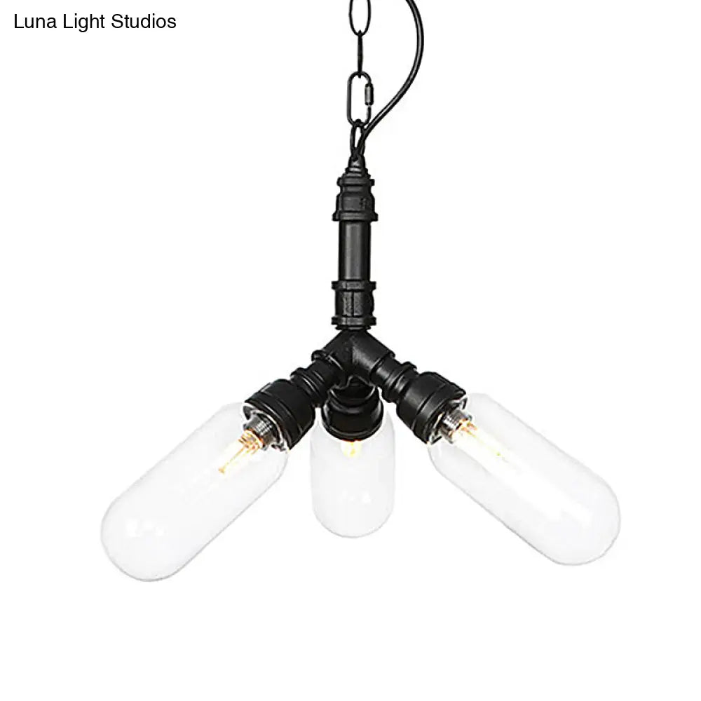 Elisa - Vintage Water Pipe Chandelier Pendant Light 2/3/4-Light Iron Led Hanging Ceiling Lamp In