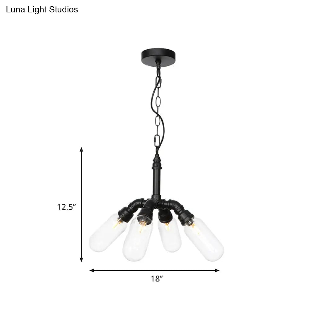 Elisa - Vintage Water Pipe Chandelier Pendant Light 2/3/4-Light Iron Led Hanging Ceiling Lamp In