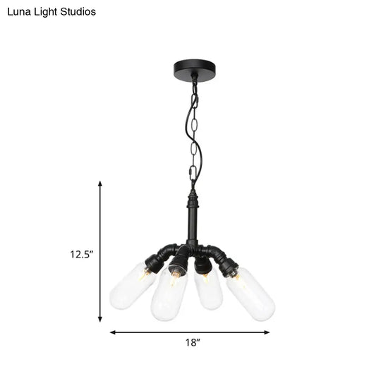 Elisa - Vintage Water Pipe Chandelier Pendant Light 2/3/4-Light Iron Led Hanging Ceiling Lamp In