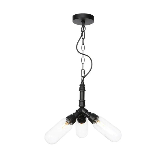 Elisa - Vintage Water Pipe Chandelier Pendant Light 2/3/4-Light Iron Led Hanging Ceiling Lamp In