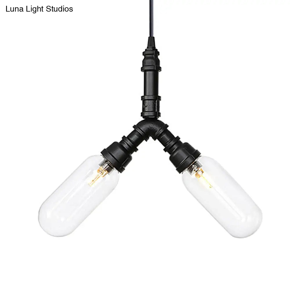 Elisa - Vintage Water Pipe Chandelier Pendant Light 2/3/4-Light Iron Led Hanging Ceiling Lamp In